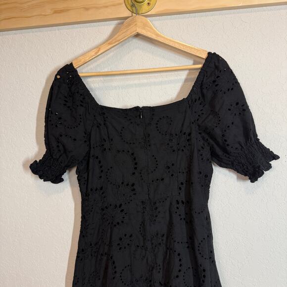 Women's‎ 7 For All Mankind Black Eyelet Short Sleeve Tie Front Dress Size Small - Picture 5 of 10
